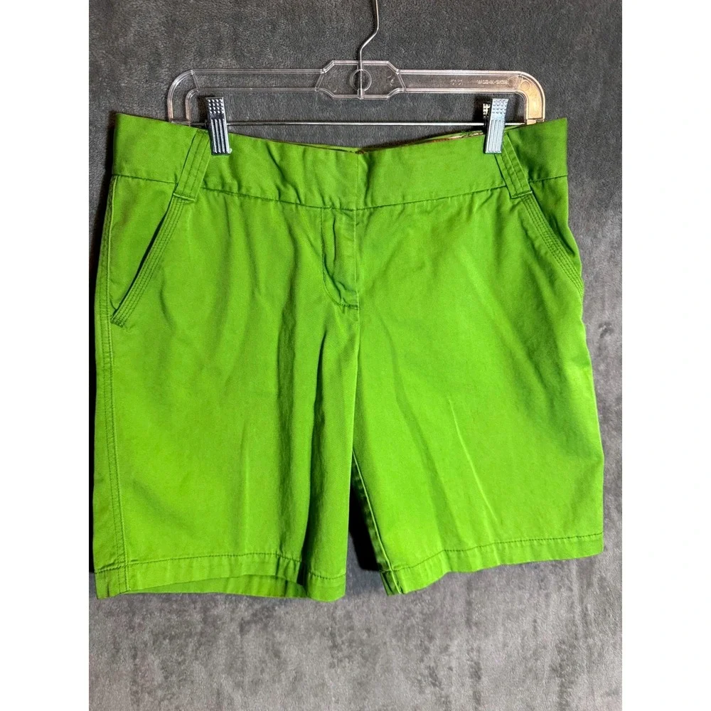 J.Crew Classic Twill Chino Shorts Mens 32 Lime Green Weathered Broken-In Cotton
